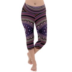 Fractal Pink Eye Fantasy Pattern Lightweight Velour Capri Yoga Leggings by Wegoenart