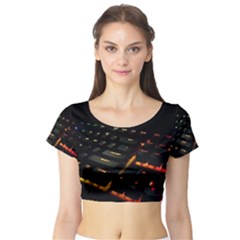 Keyboard Led Technology Short Sleeve Crop Top by Wegoenart