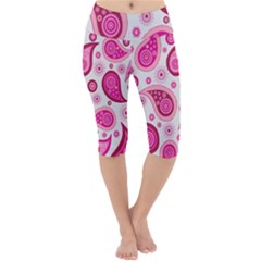 Paisley Pattern Art Background Lightweight Velour Cropped Yoga Leggings by Wegoenart