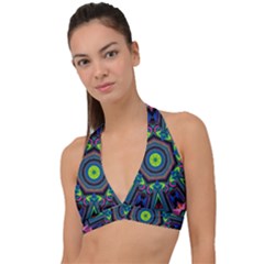 Abstract Art Background Halter Plunge Bikini Top by Wegoenart