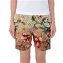 Flower Cubism Mosaic Vintage Women s Basketball Shorts View1