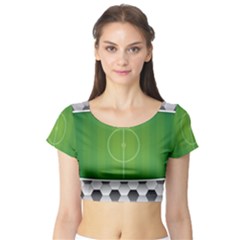 Background Sports Soccer Football Short Sleeve Crop Top by Wegoenart