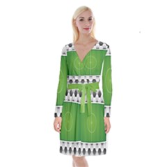 Background Sports Soccer Football Long Sleeve Velvet Front Wrap Dress by Wegoenart
