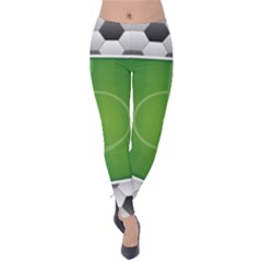 Background Sports Soccer Football Velvet Leggings by Wegoenart