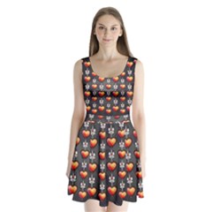 Love Heart Background Split Back Mini Dress  by Wegoenart