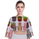 Evil Eye Protection Charm Colorful Tie Back Butterfly Sleeve Chiffon Top View1