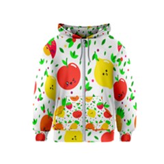 Pattern Fruit Fruits Orange Green Kids  Zipper Hoodie by Wegoenart