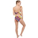 Abstract Architecture Background Frilly One Shoulder Swimsuit View2