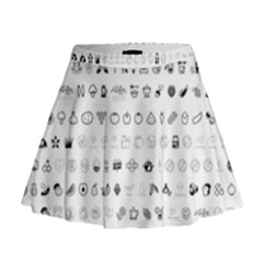 Vegan Vegetarian Icons Food Eat Mini Flare Skirt by Wegoenart