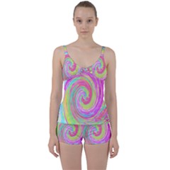 Groovy Abstract Pink And Blue Liquid Swirl Painting Tie Front Two Piece Tankini by myrubiogarden