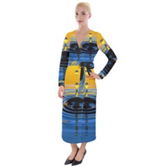 Ripples & Droplets Velvet Maxi Wrap Dress by WensdaiAmbrose