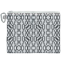 Black And White Intricate Modern Geometric Pattern Canvas Cosmetic Bag (xxl) by dflcprintsclothing