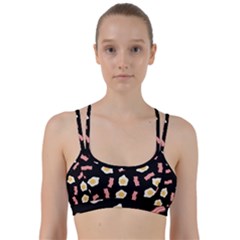 Bacon And Egg Pop Art Pattern Line Them Up Sports Bra by Valentinaart