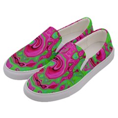 Groovy Abstract Green And Red Lava Liquid Swirl Men s Canvas Slip Ons by myrubiogarden