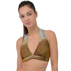 Color Colors Abstract Yellow Brown Halter Plunge Bikini Top by Pakrebo