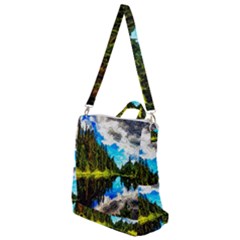 Color Lake Mountain Painting Crossbody Backpack by Pakrebo