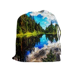 Color Lake Mountain Painting Drawstring Pouch (xl) by Pakrebo
