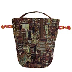 New York City Skyscrapers Drawstring Bucket Bag by Pakrebo