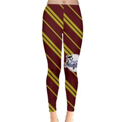 Red/gold Owl Striped Leggings  by TransfiguringAdoptionStore