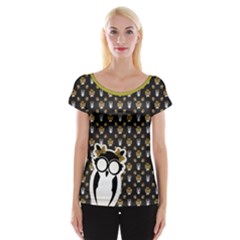 Yellow/black Flower Owl Cap Sleeve Top by TransfiguringAdoptionStore