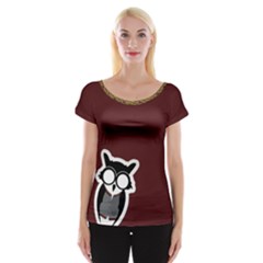 Red/gold Solid Owl Cap Sleeve Top by TransfiguringAdoptionStore