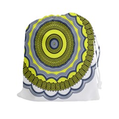 Mandala Pattern Round Ethnic Drawstring Pouch (xxl) by Pakrebo