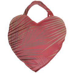 Palms Shadow On Living Coral Giant Heart Shaped Tote by LoolyElzayat
