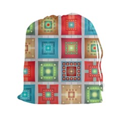 Tiles Pattern Background Colorful Drawstring Pouch (xxl) by Pakrebo