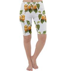 Apricot Fruit Vintage Art Cropped Leggings  by Pakrebo