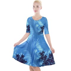 Fractal Art Feather Swirls Puffy Quarter Sleeve A-line Dress by Pakrebo