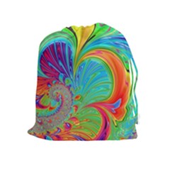 Fractal Art Psychedelic Fantasy Drawstring Pouch (xl) by Pakrebo