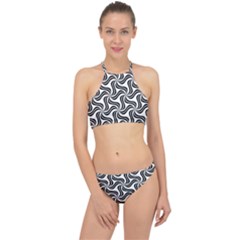 Soft Pattern Repeat Monochrome Racer Front Bikini Set by Pakrebo