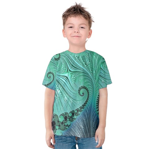 Fractal Artwork Fan Shape Art Kids  Cotton Tee by Pakrebo
