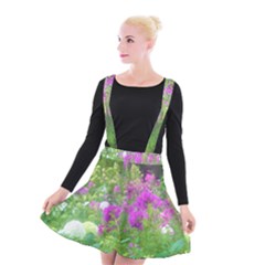 Annabella Hydrangeas And Purple Garden Landscape Suspender Skater Skirt by myrubiogarden