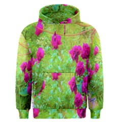 Impressionistic Purple Peonies With Green Hostas Men s Pullover Hoodie by myrubiogarden