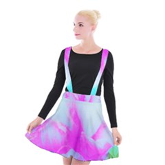 Abstract Pink Hibiscus Bloom With Flower Power Suspender Skater Skirt by myrubiogarden