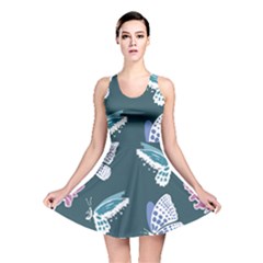 Butterfly Pattern Dead Death Rose Reversible Skater Dress by Pakrebo