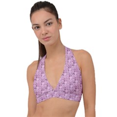 Texture Flower Background Pink Halter Plunge Bikini Top by Pakrebo