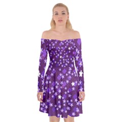 Textile Cross Pattern Square Off Shoulder Skater Dress by Pakrebo