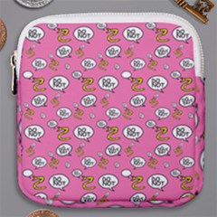 No Step On Snek Do Not Bubble Speech Pattern Pink Background Meme Mini Square Pouch by snek
