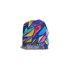 Urban Colorful Graffiti Brick Wall Industrial Scale Abstract Pattern Drawstring Pouch (xs) by genx