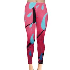 Graffiti Watermelon Pink With Light Blue Drops Retro Leggings  by genx