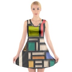 Door Stained Glass Stained Glass V-neck Sleeveless Dress by Pakrebo