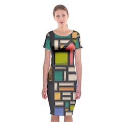 Door Stained Glass Stained Glass Classic Short Sleeve Midi Dress by Pakrebo