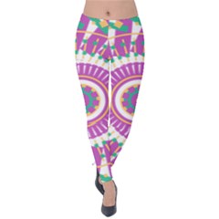 Mandala Geometric Pattern Shapes Velvet Leggings by Pakrebo