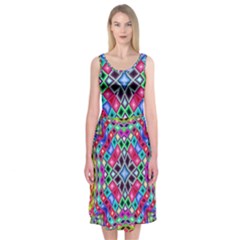 Kaleidoscope Pattern Sacred Geometry Midi Sleeveless Dress by Pakrebo