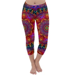 Kaleidoscope Pattern Ornament Capri Winter Leggings  by Pakrebo