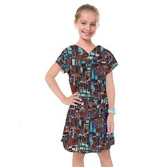 Stained Glass Mosaic Abstract Kids  Drop Waist Dress by Pakrebo