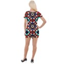 Stained Glass Pattern Texture Face Short Sleeve Asymmetric Mini Dress View2