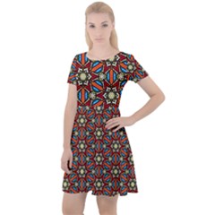 Pattern Stained Glass Church Cap Sleeve Velour Dress  by Pakrebo